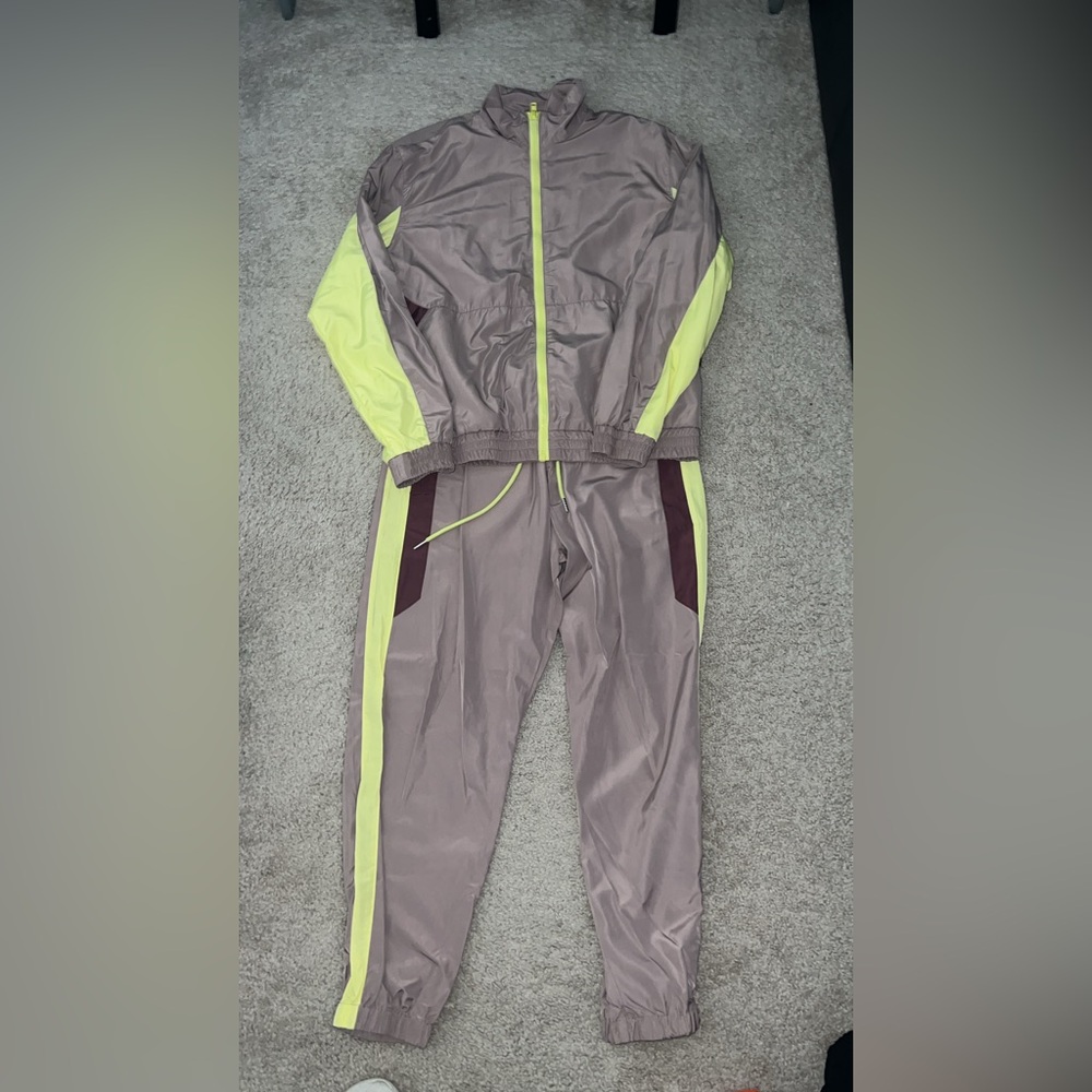 Two-Tone Tracksuit with Neon Accents